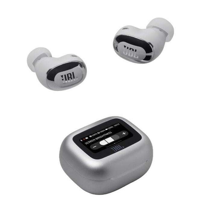 JBL Live Buds 3 | In-Ear Headphones - 1.45" LED Touch Screen - Bluetooth - Silver-Sonxplus Chibougamau