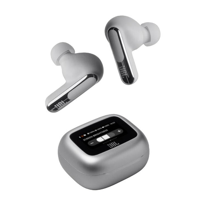 JBL Live Beam 3 | In-ear headphones - 1.45" LED touch screen - Silver-Sonxplus Chibougamau