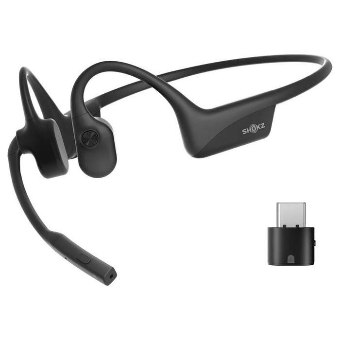 SHOKZ OpenComm2 USB-C | Bone conduction headphones - Bluetooth - USB-C adapter - Microphone - Black