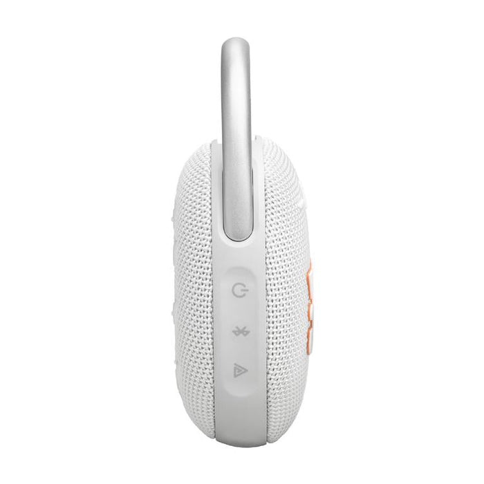 JBL Clip 5 | Haut-parleur à mousqueton portable - Bluetooth - IP67 - Blanc-Sonxplus Chibougamau