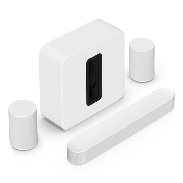 Sonos | High-End Immersive Set with Beam + Sub 4 + 2 Era 100 - Wireless - Wi-Fi - White-Sonxplus Chibougamau