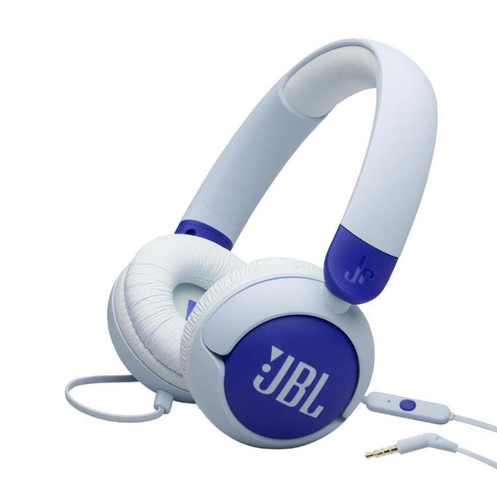 JBL JR320 | Écouteurs filaires circum-auriculaires pour enfant - JBL Safe Sound - Microphone - Bleu-SONXPLUS Chibougamau