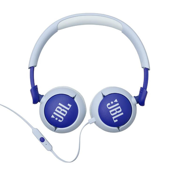 JBL JR320 | Écouteurs filaires circum-auriculaires pour enfant - JBL Safe Sound - Microphone - Bleu-SONXPLUS Chibougamau
