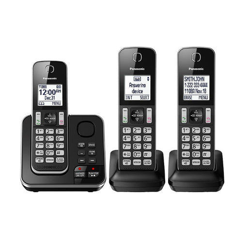 Panasonic KX-TGD393B | Téléphone sans fil - 3 combinés - Répondeur - Noir-Sonxplus Chibougamau
