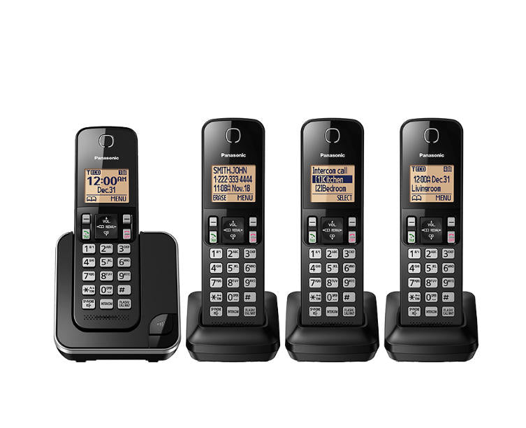 Panasonic KX-TGC384B | Cordless phone - 4 handsets - Black-Sonxplus Chibougamau